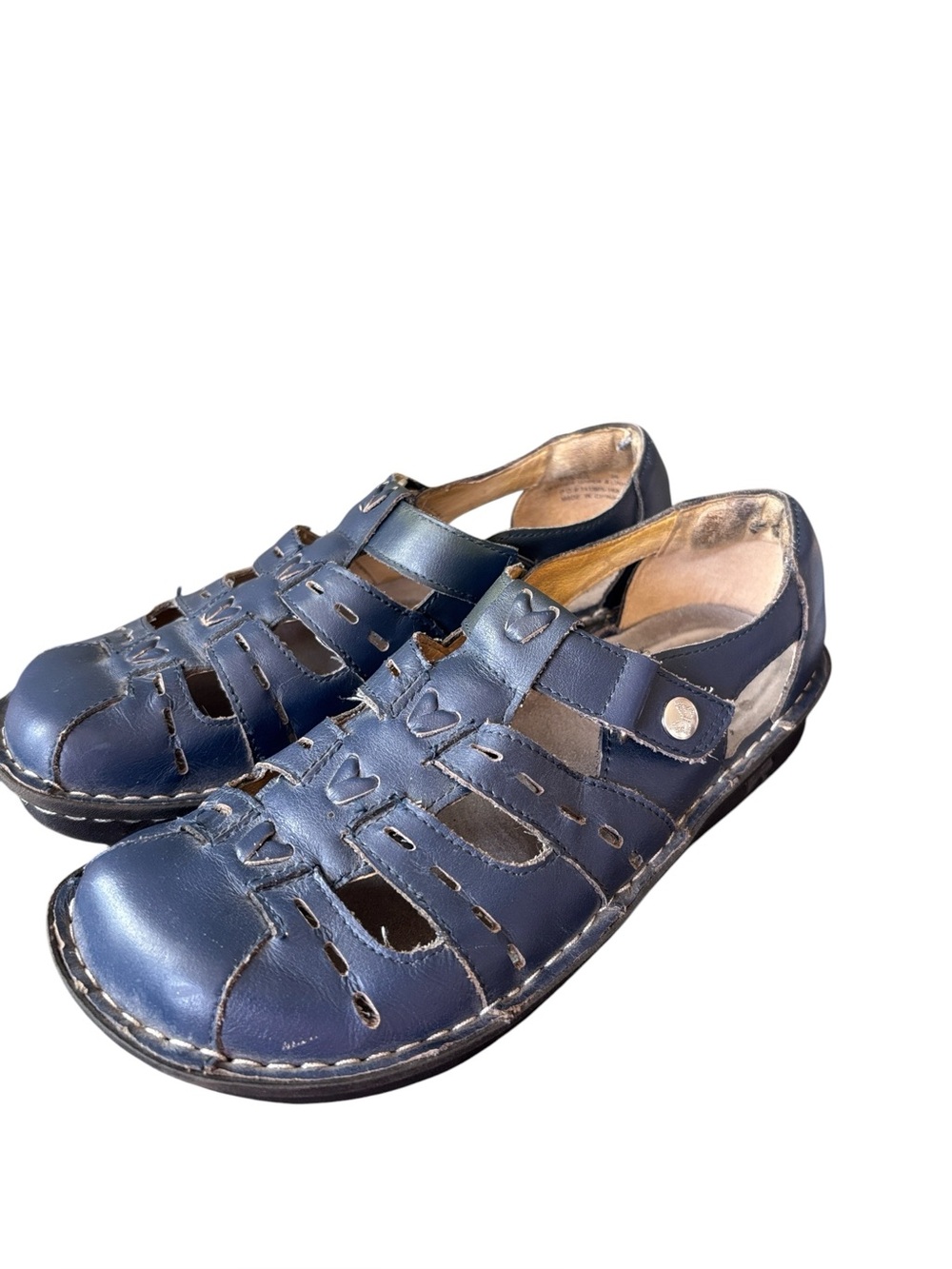 Alegria‎ Pesca 622 Navy Blue Leather Fisherman's Sandals Shoes Size 36